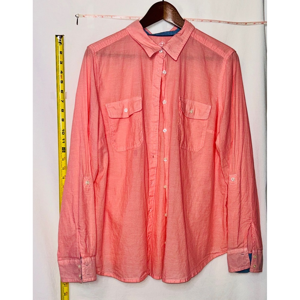 St Johns Bay Coral Pink Long Sleeve Button Down Shirt Women's Size‎ XL Cotton